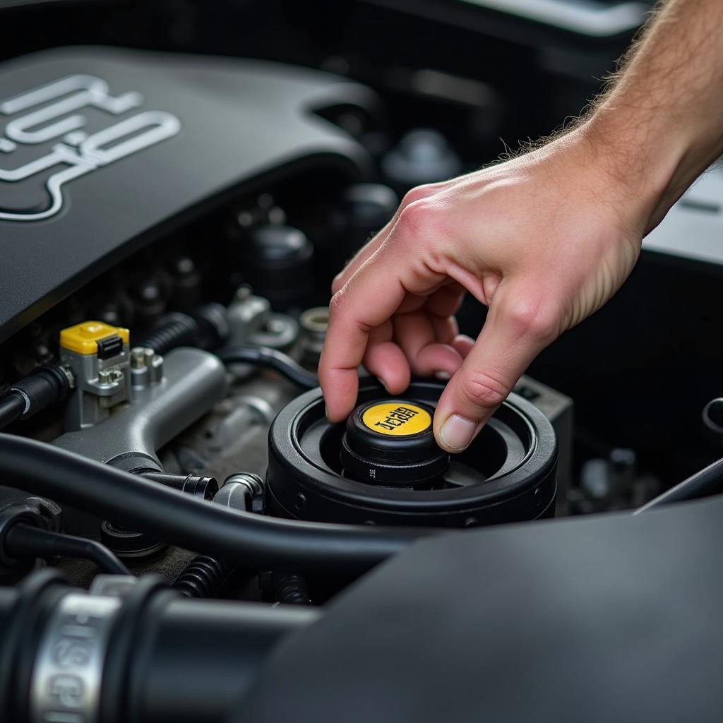 Prüfung des Motorölstands bei einem BMW Motor