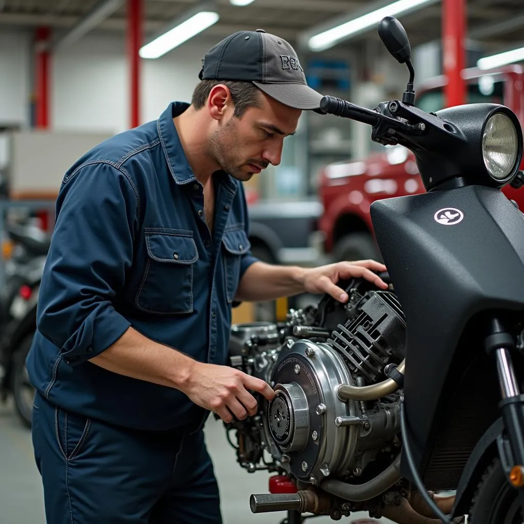 Motorroller Rex 125 in der Werkstatt