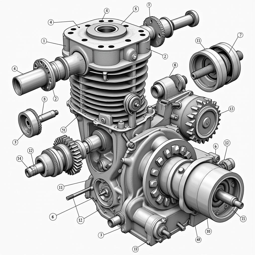 MZ ETZ 250 Motor Explosionszeichnung