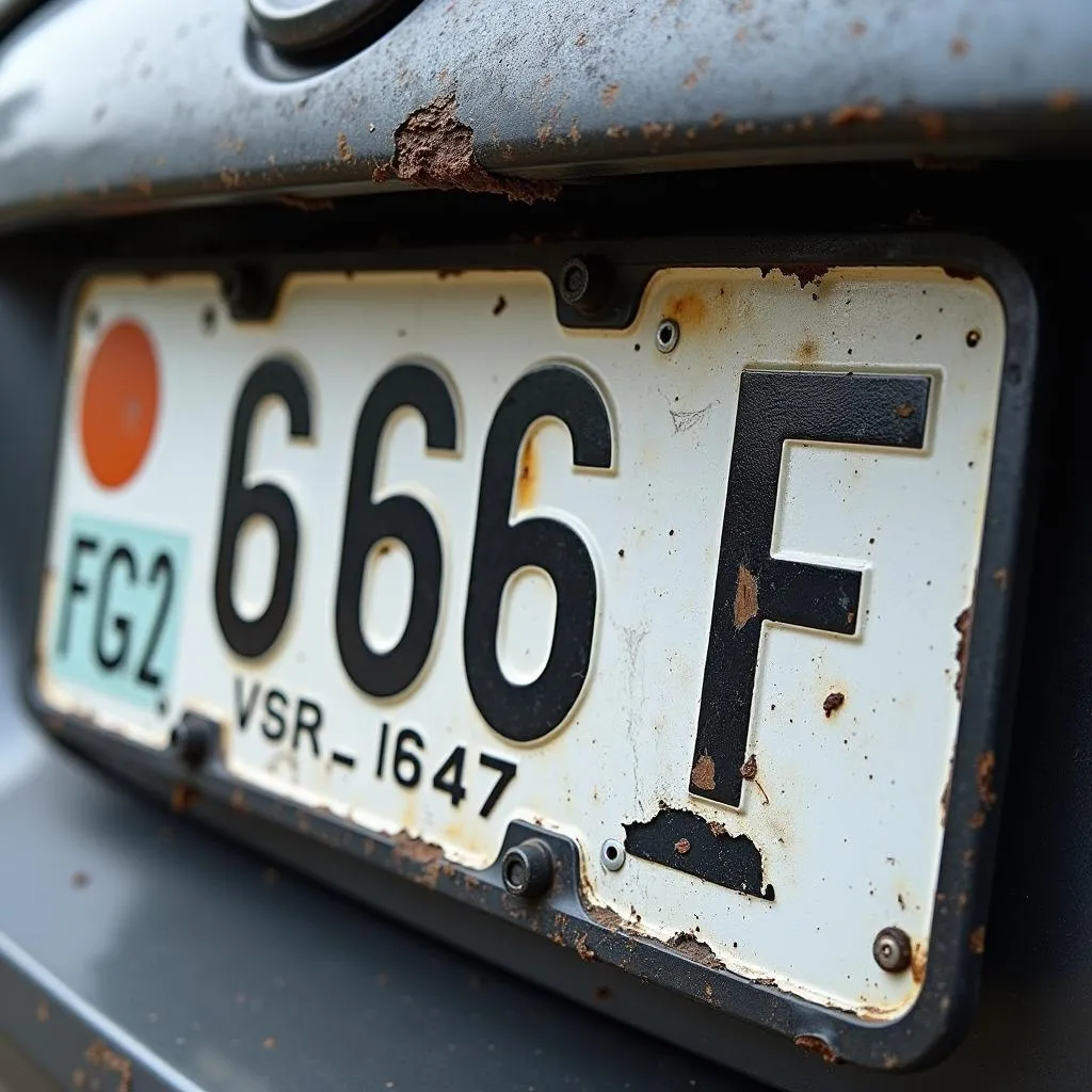 Beschädigtes Nummernschild