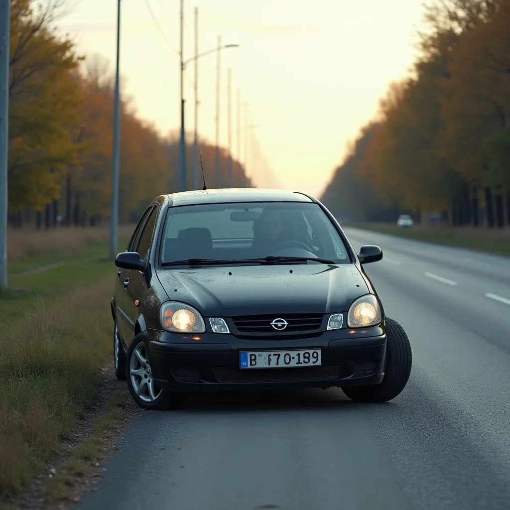 Auto mit plattem Reifen