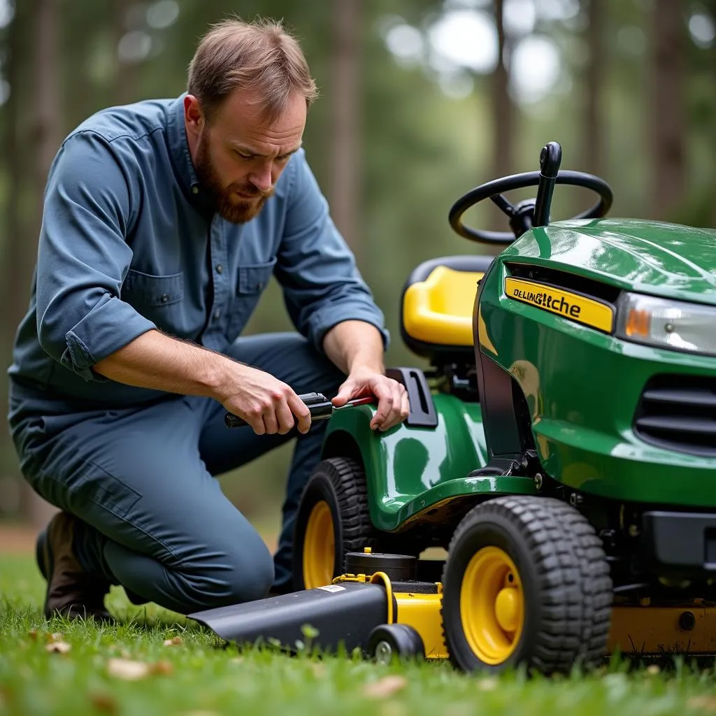 Rasenmäher Wartung durch Mechaniker