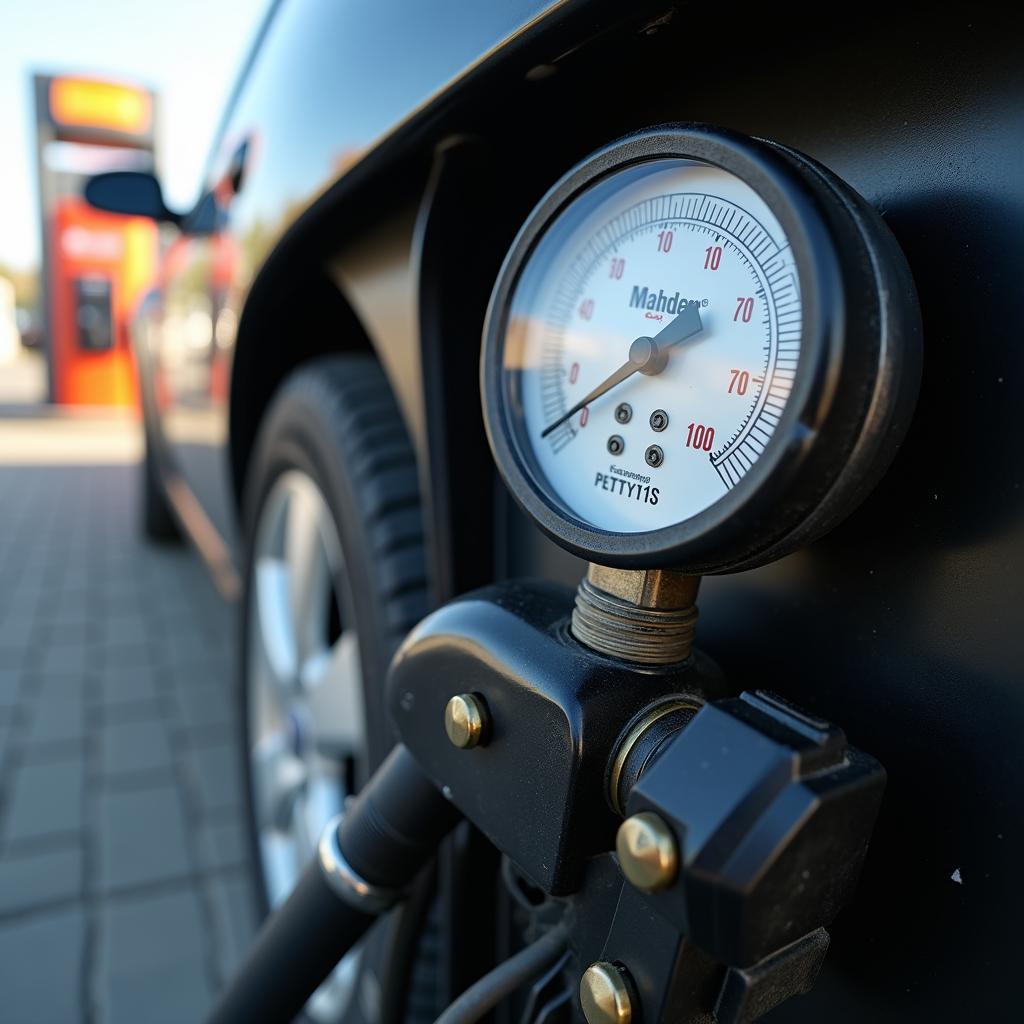 Reifendruckanzeige an der Tankstelle