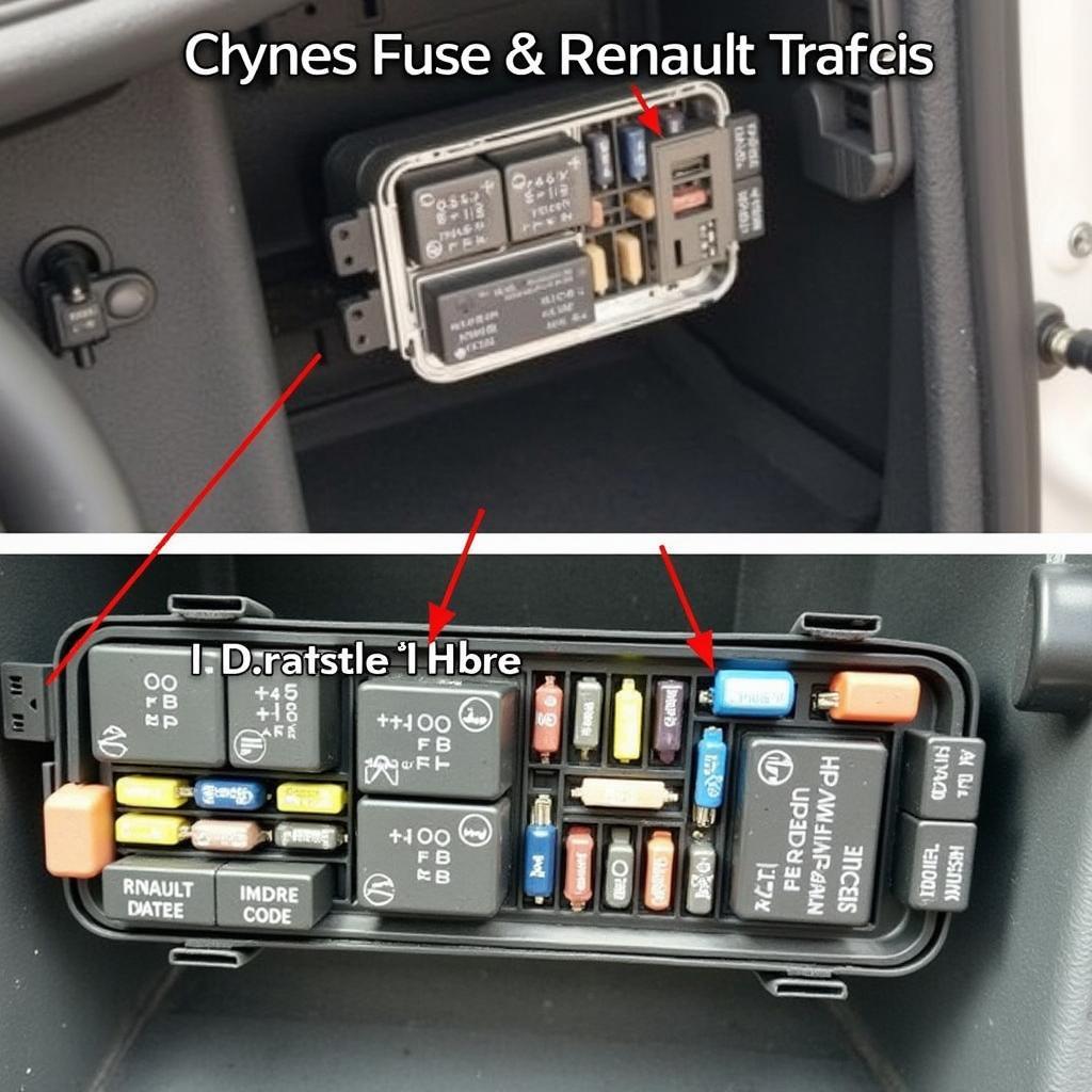 Sicherungskasten im Innenraum eines Renault Trafic