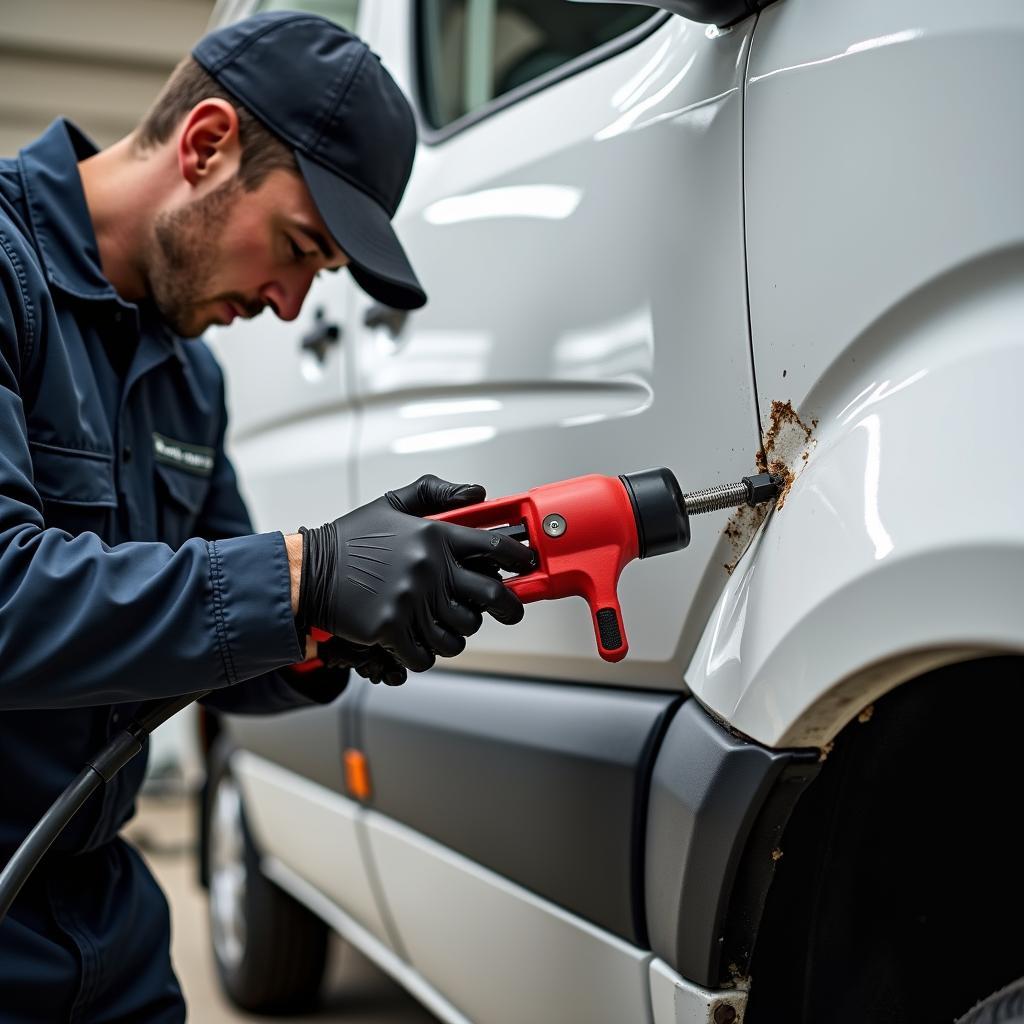 Reparatur eines Hagelschadens am Wohnmobil