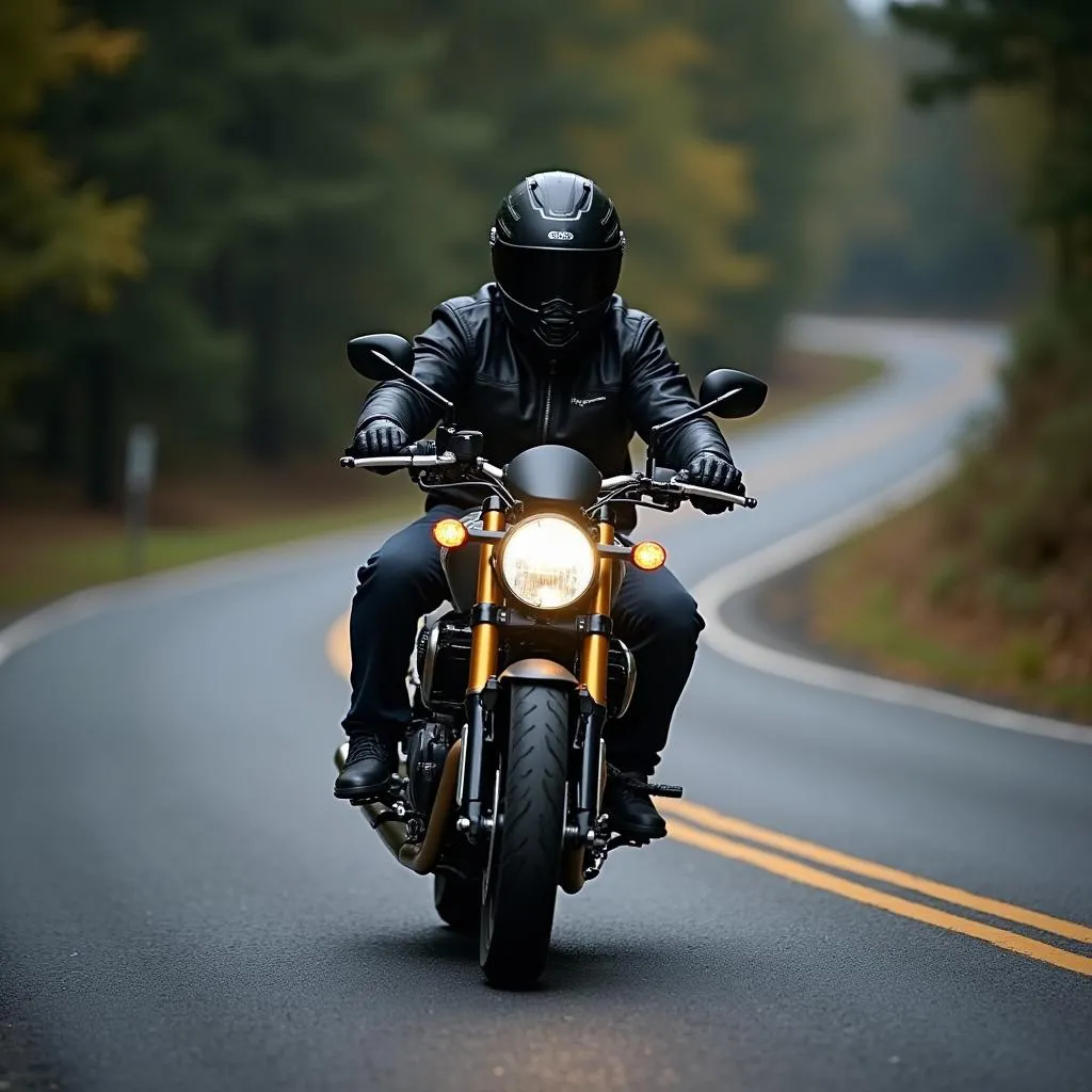 Motorrad mit Tagfahrlicht auf der Straße