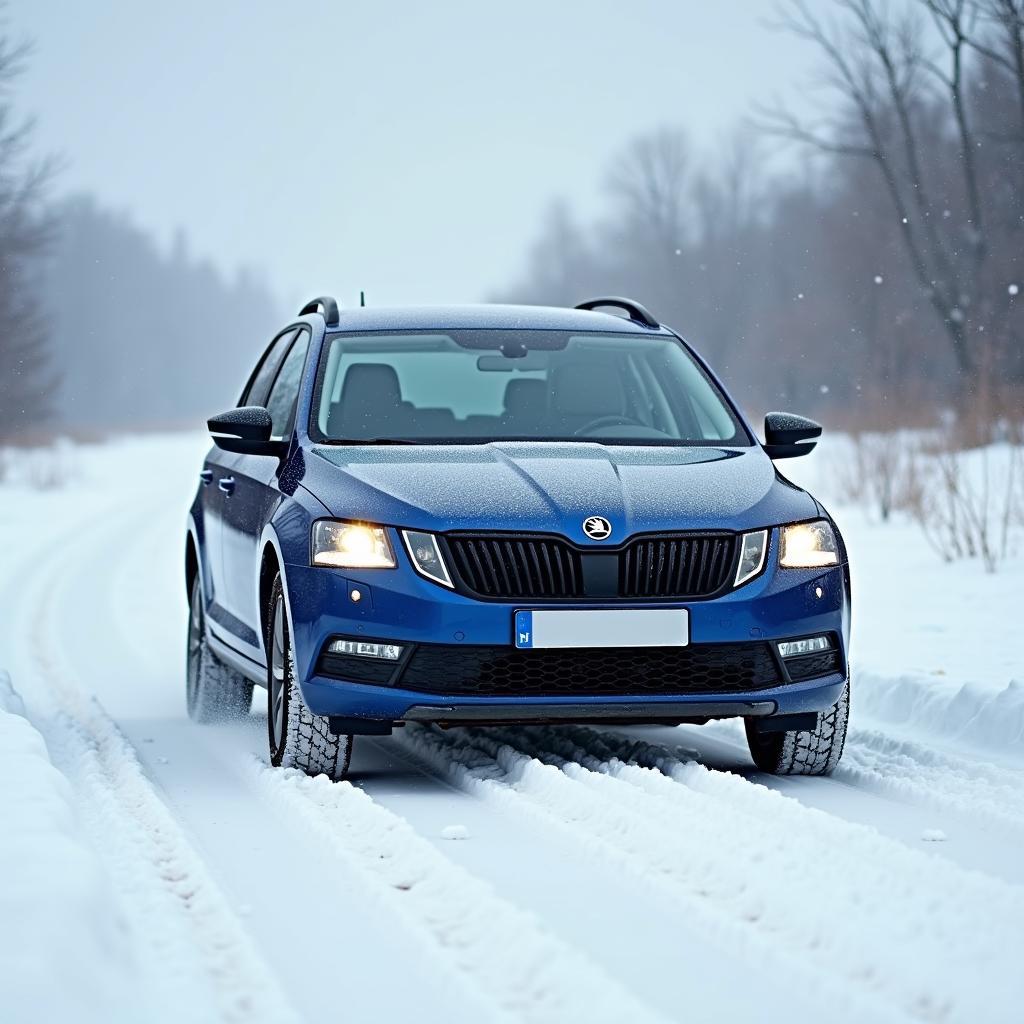 Skoda Octavia Allrad auf schneebedeckter Straße