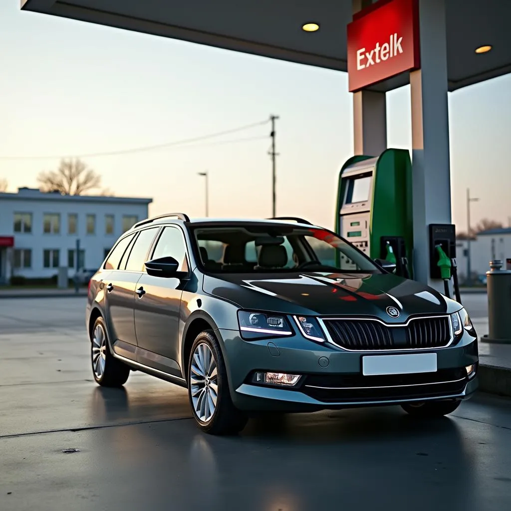 Skoda Octavia tanken an der Tankstelle