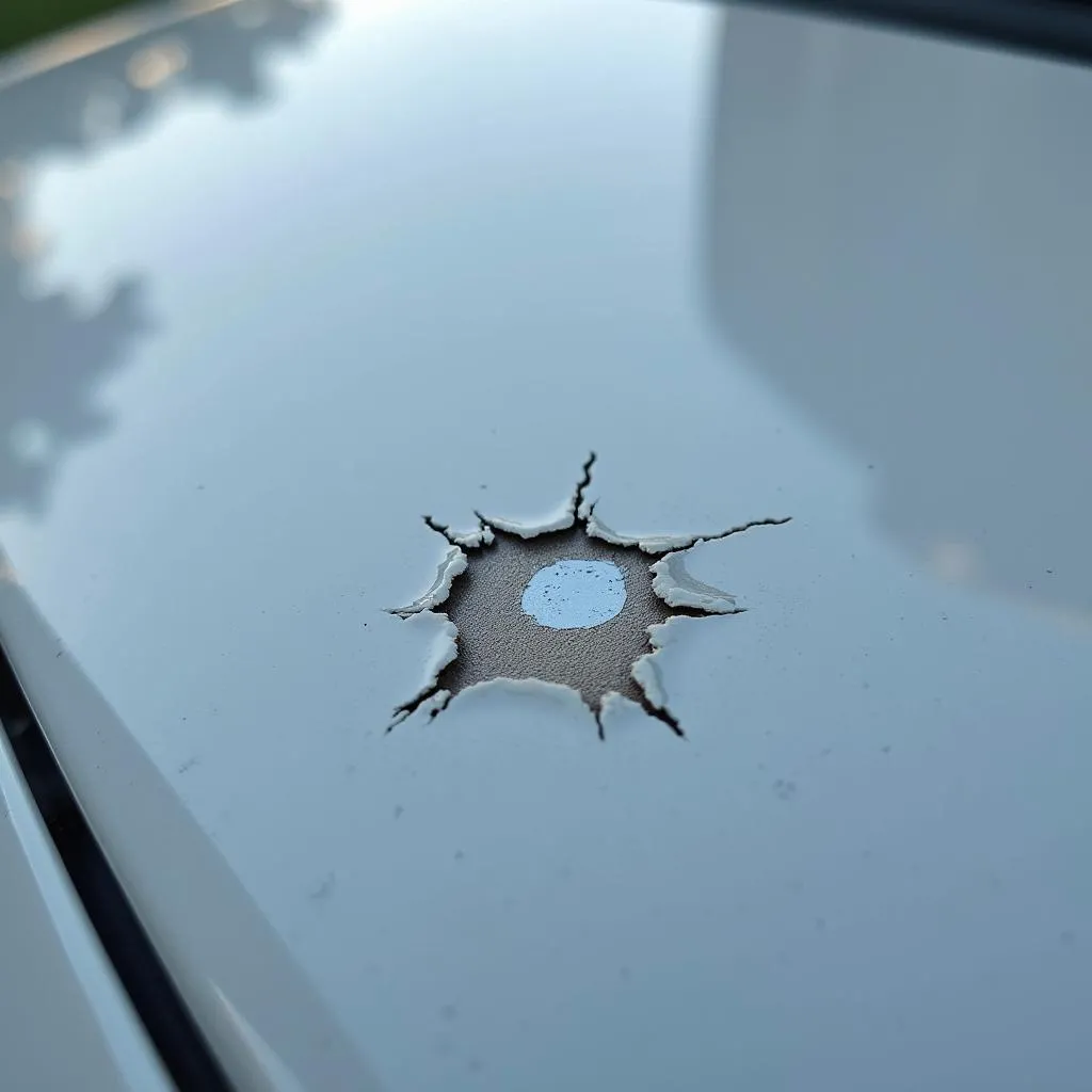 Steinschlag auf Motorhaube