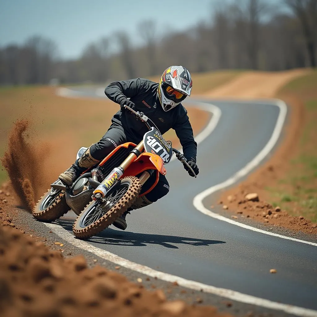 Supermoto-Rennstrecke mit Asphalt- und Offroad-Passagen