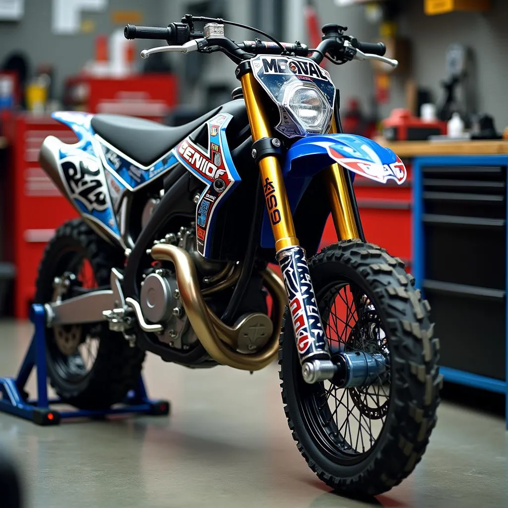 Supermoto-Wartung in einer Werkstatt