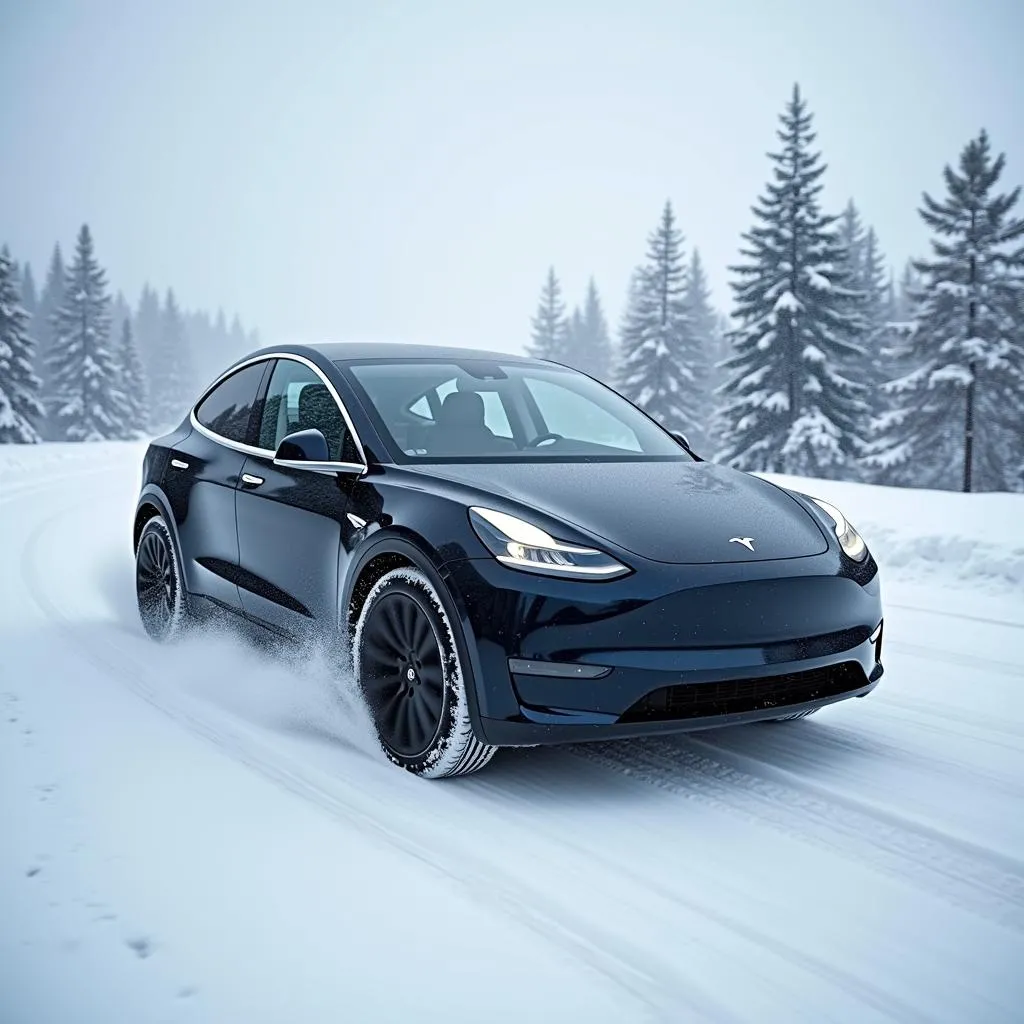 Tesla Model Y mit Winterreifen