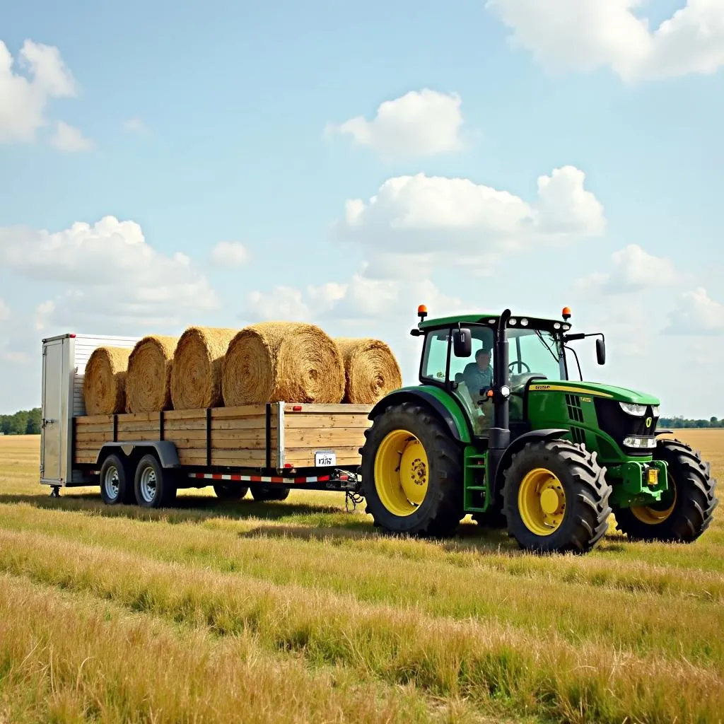 Transport von Gütern mit Traktor und Anhänger