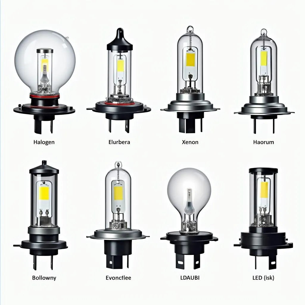 Verschiedene Typen von Auto Scheinwerfer Lampen