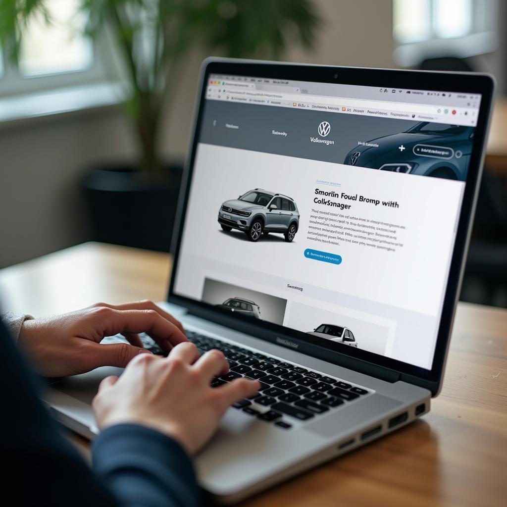 Volkswagen Website auf dem Laptop