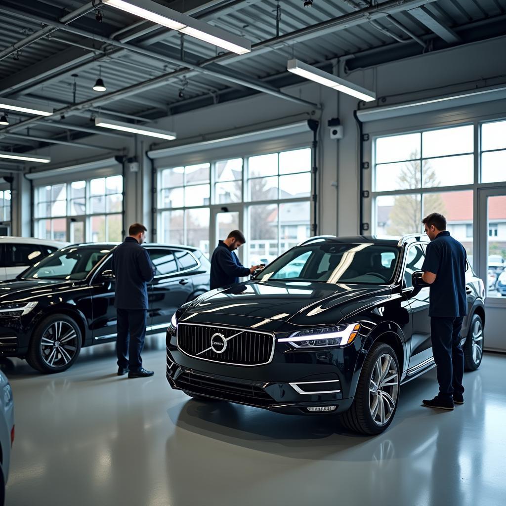 Moderne Werkstatt eines Volvo Händlers in Köln