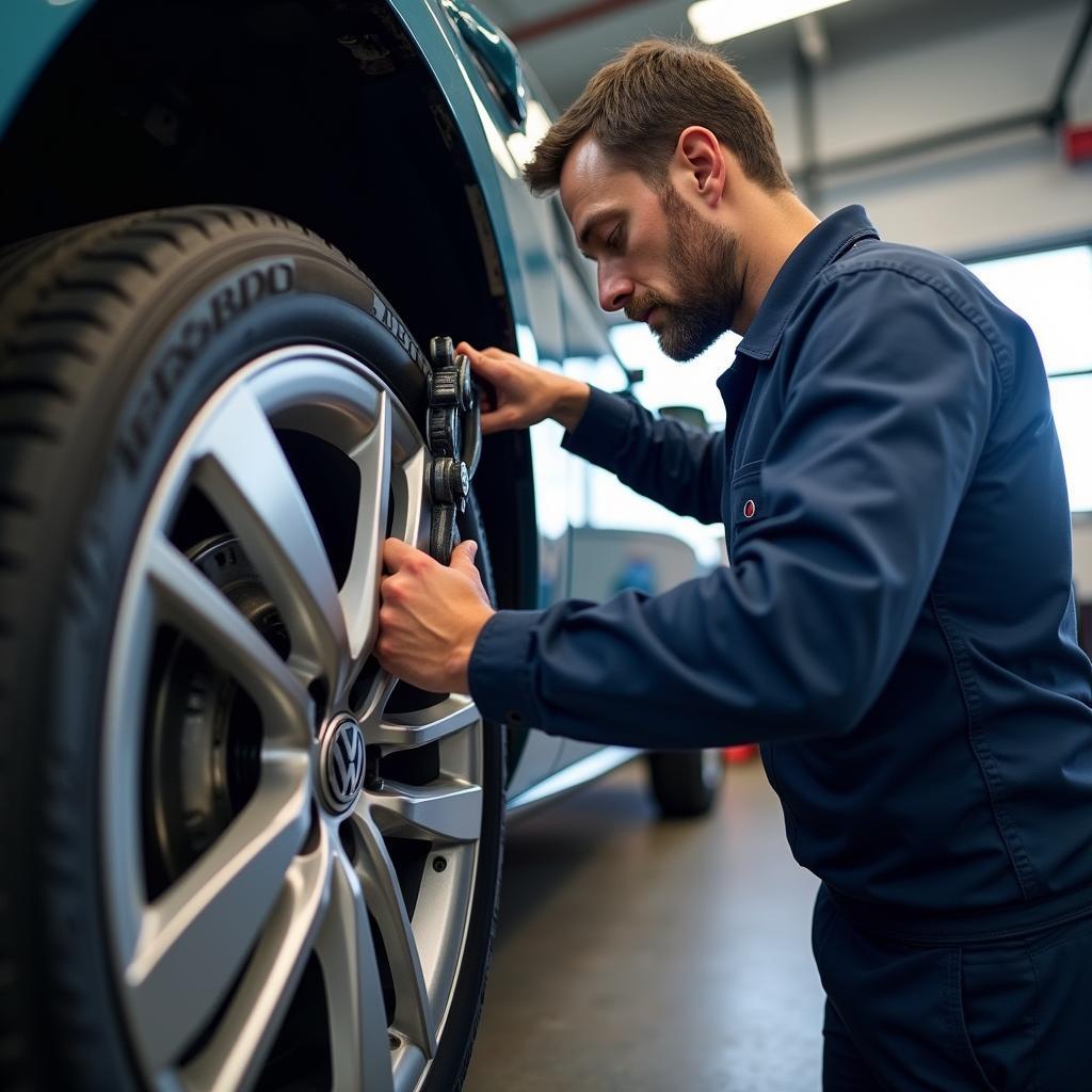 Inspektion des Automatikgetriebes in der Werkstatt