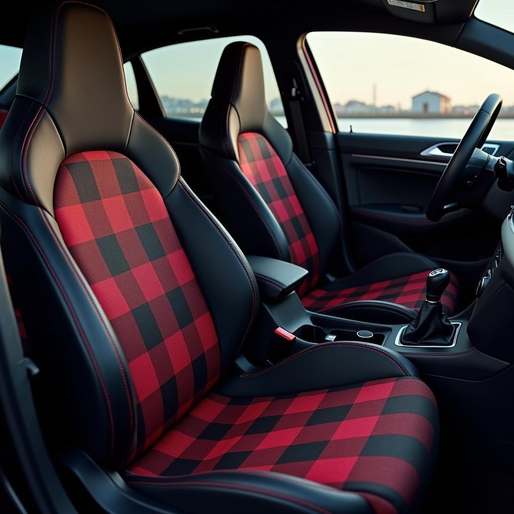 Sportsitze im VW Polo GTI Innenraum: Ergonomie und Design vereint.