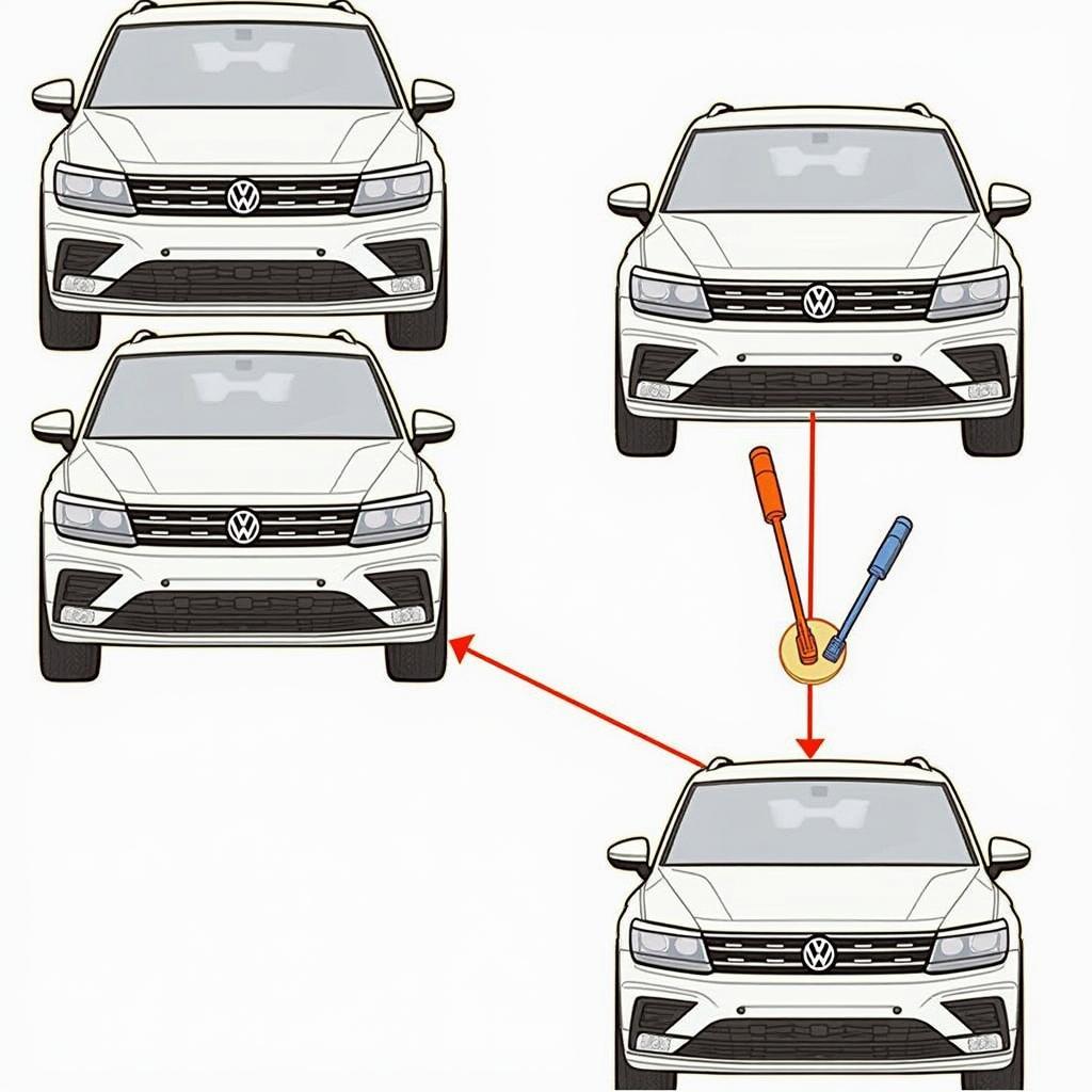 Montage eines neuen Kühlergrills am VW Tiguan