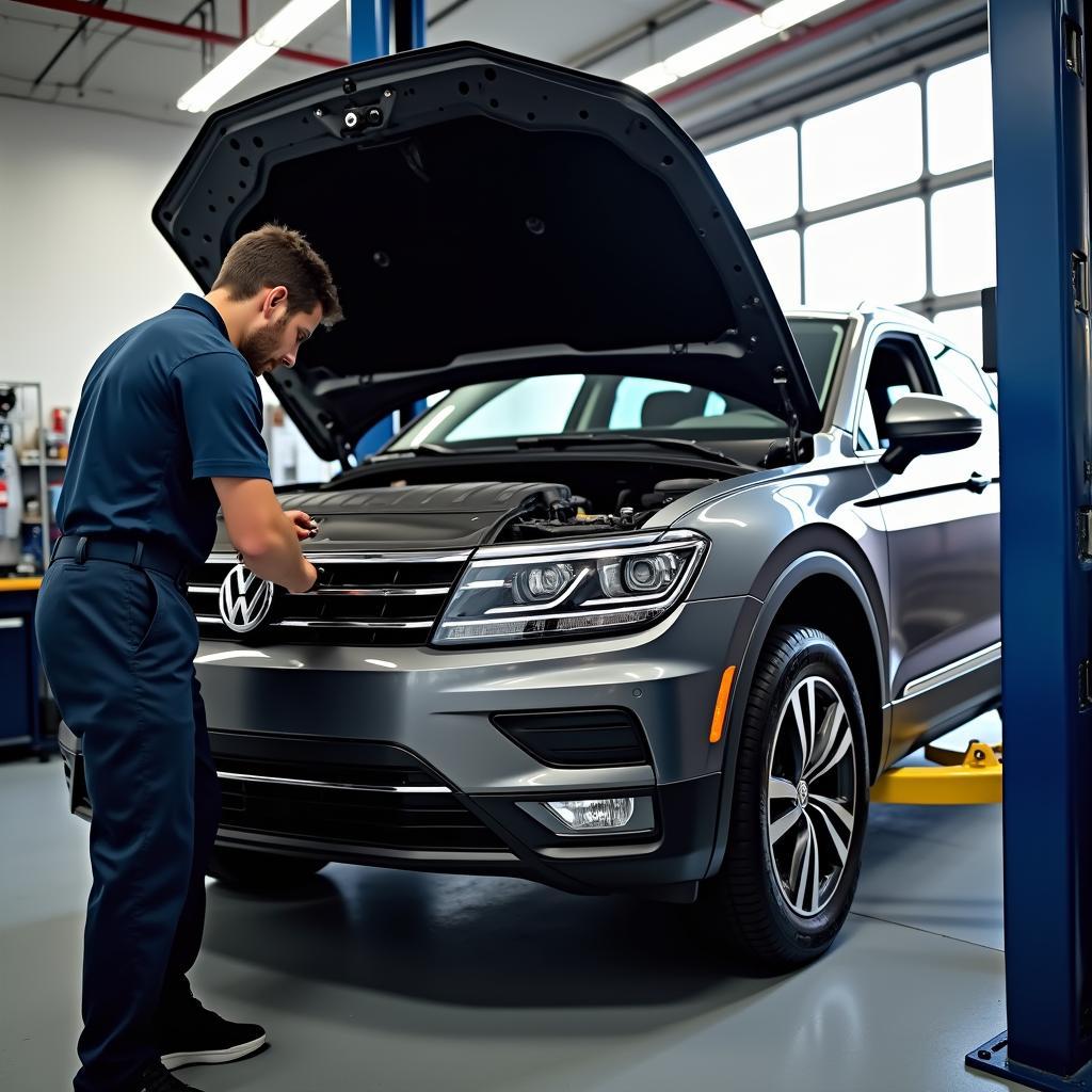 VW Tiguan USA Wartung in einer Werkstatt