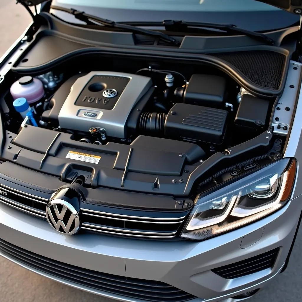 Motorraum eines VW Touareg 2013