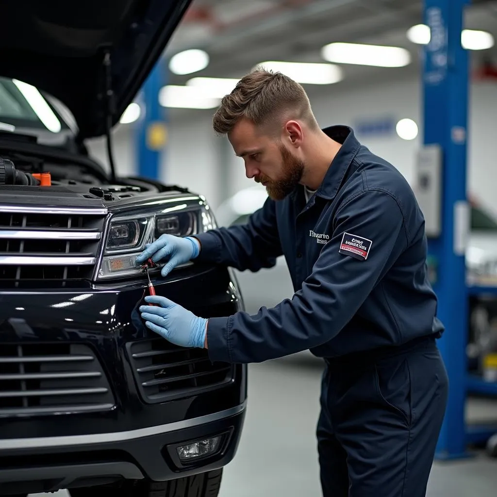 Wartung eines VW Touareg in der Werkstatt