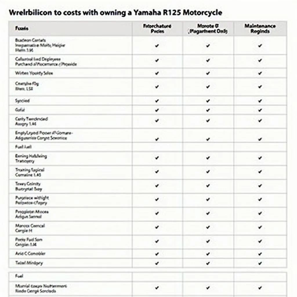 Detaillierte Kostenaufstellung Yamaha R125