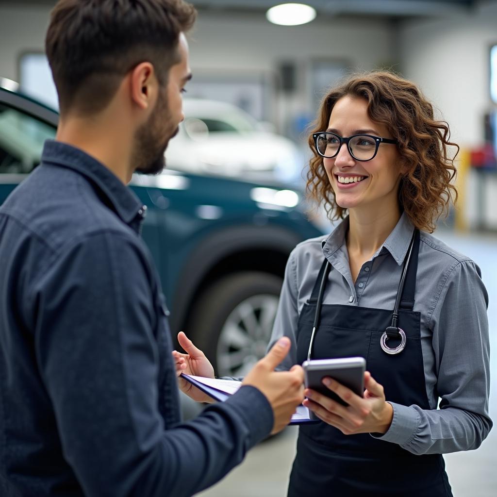 Kundenservice in einer Autowerkstatt