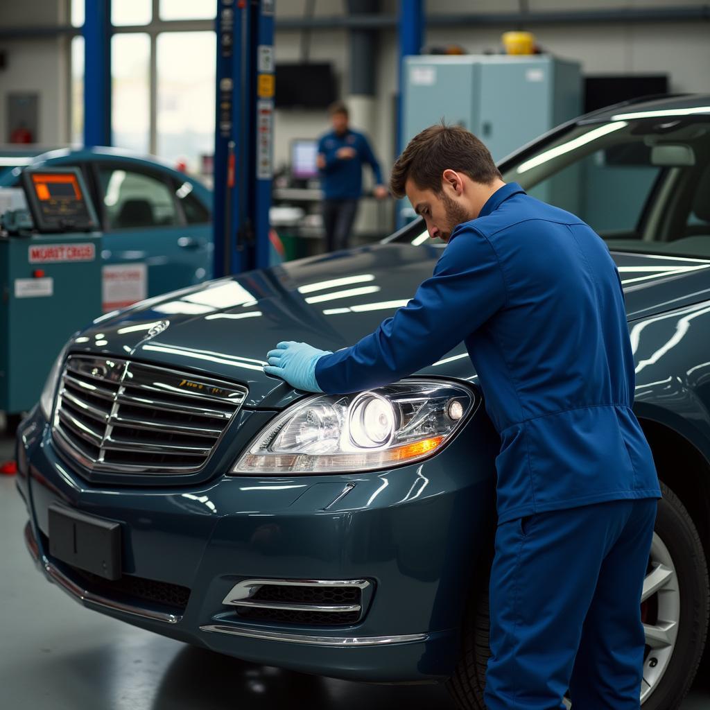 Auto Reparatur in einer Werkstatt