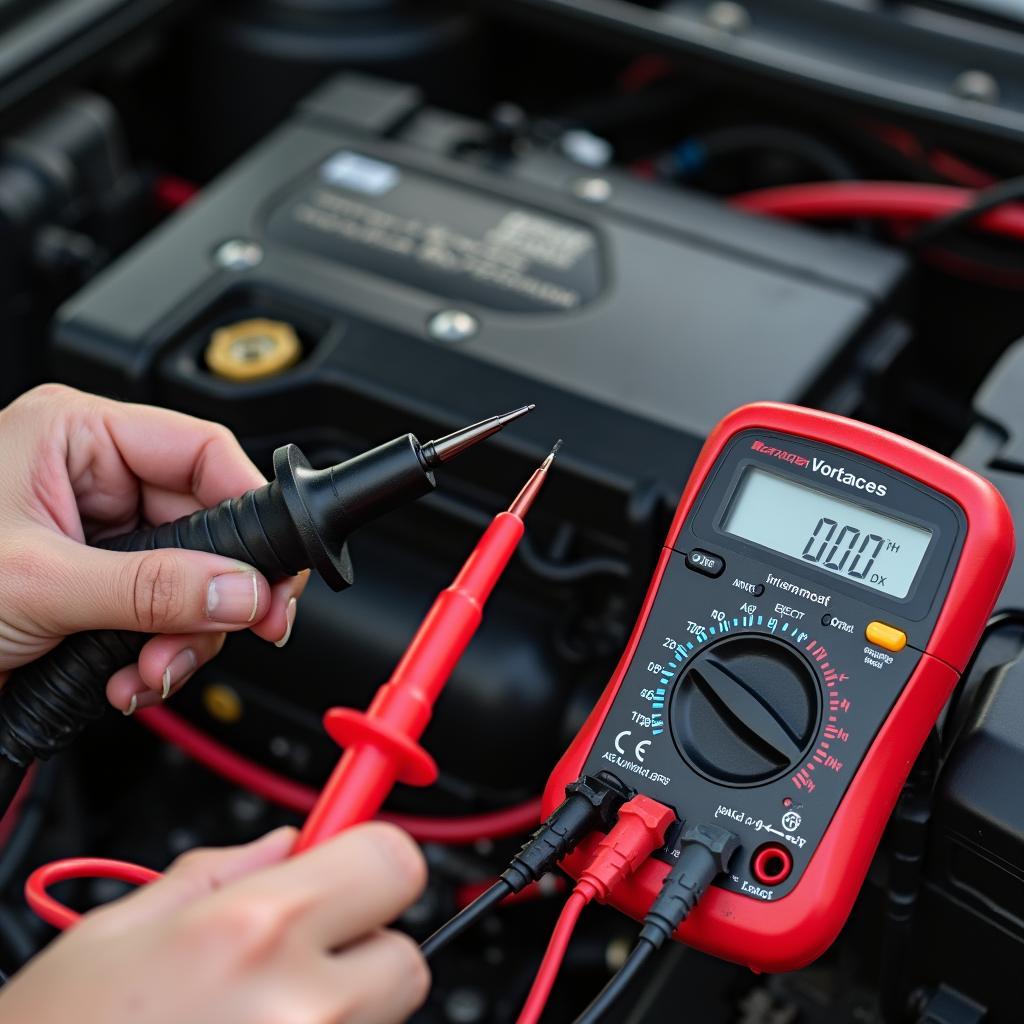 Autobatterie Spannung messen mit einem Multimeter