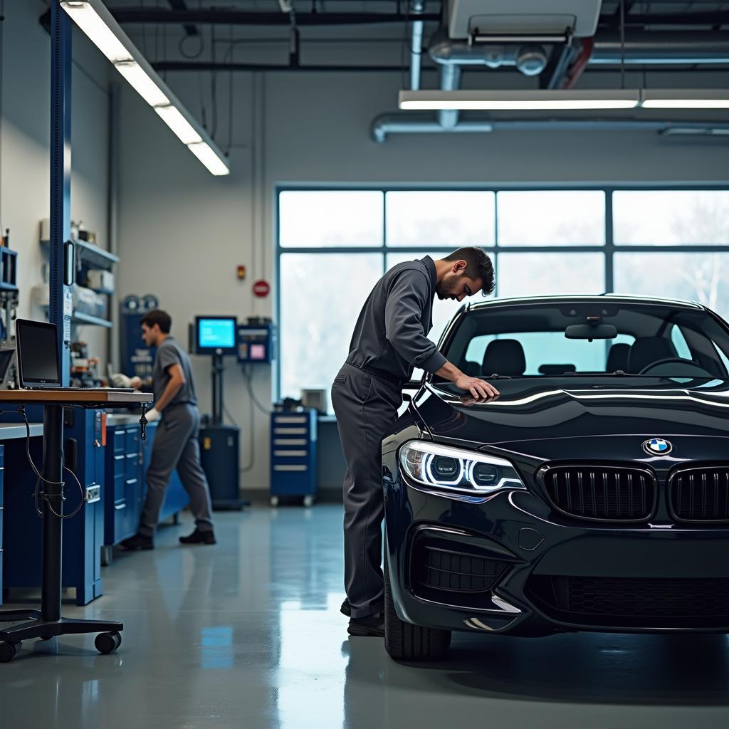 Moderne Werkstatt im Autohaus Schaumberger