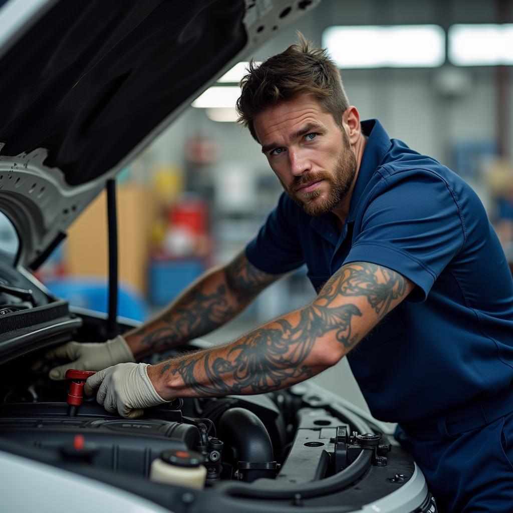 Automechaniker bei der Arbeit