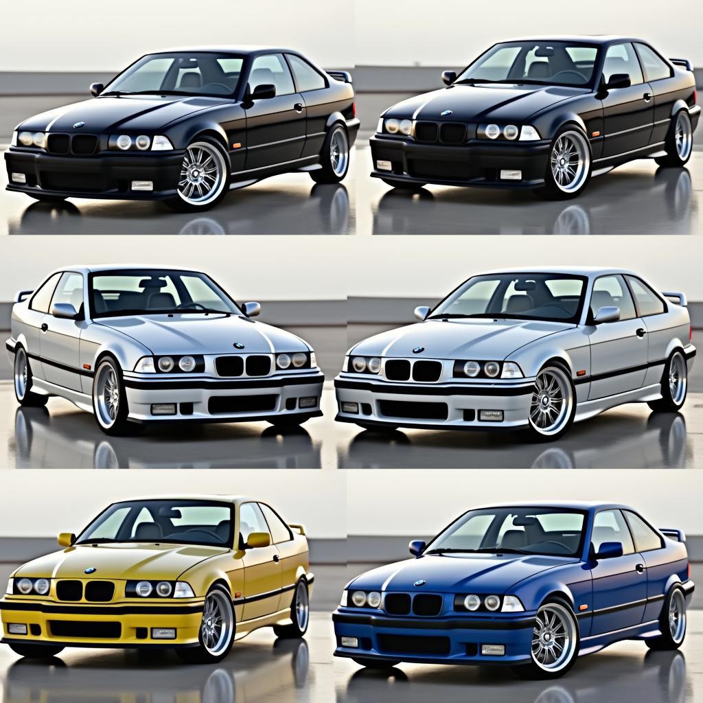 Die beliebtesten BMW E36 Farben: Schwarz, Silber, Blau und mehr.