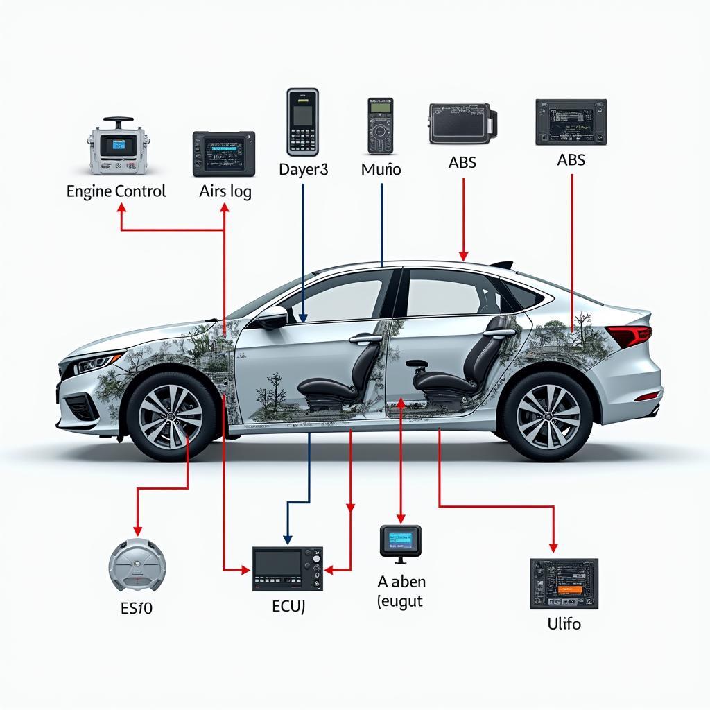 Darstellung eines CANbus-Netzwerks im Auto