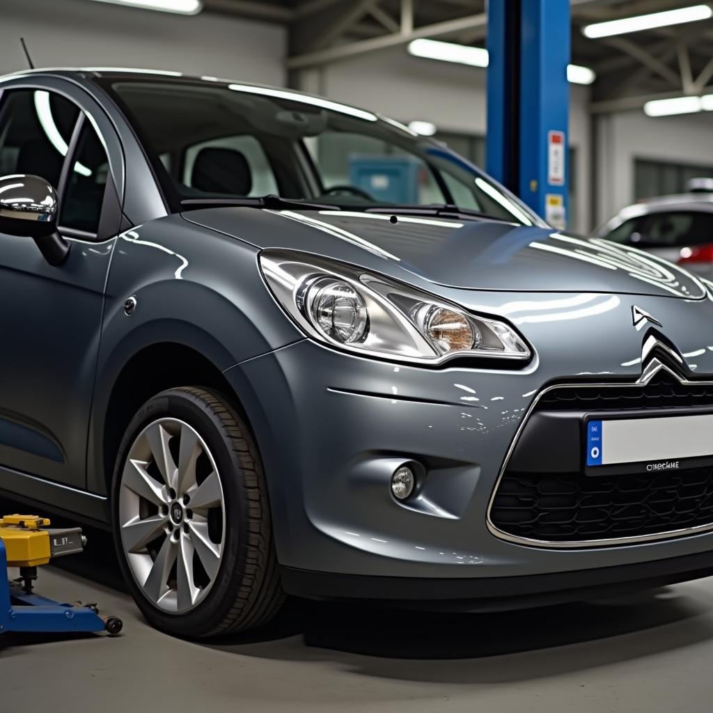 Citroen C3 Gebrauchtwagen mit Automatikgetriebe in der Werkstatt.