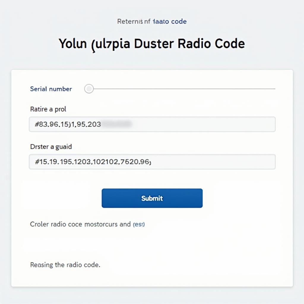 Online-Suche nach dem Dacia Duster Radio Code