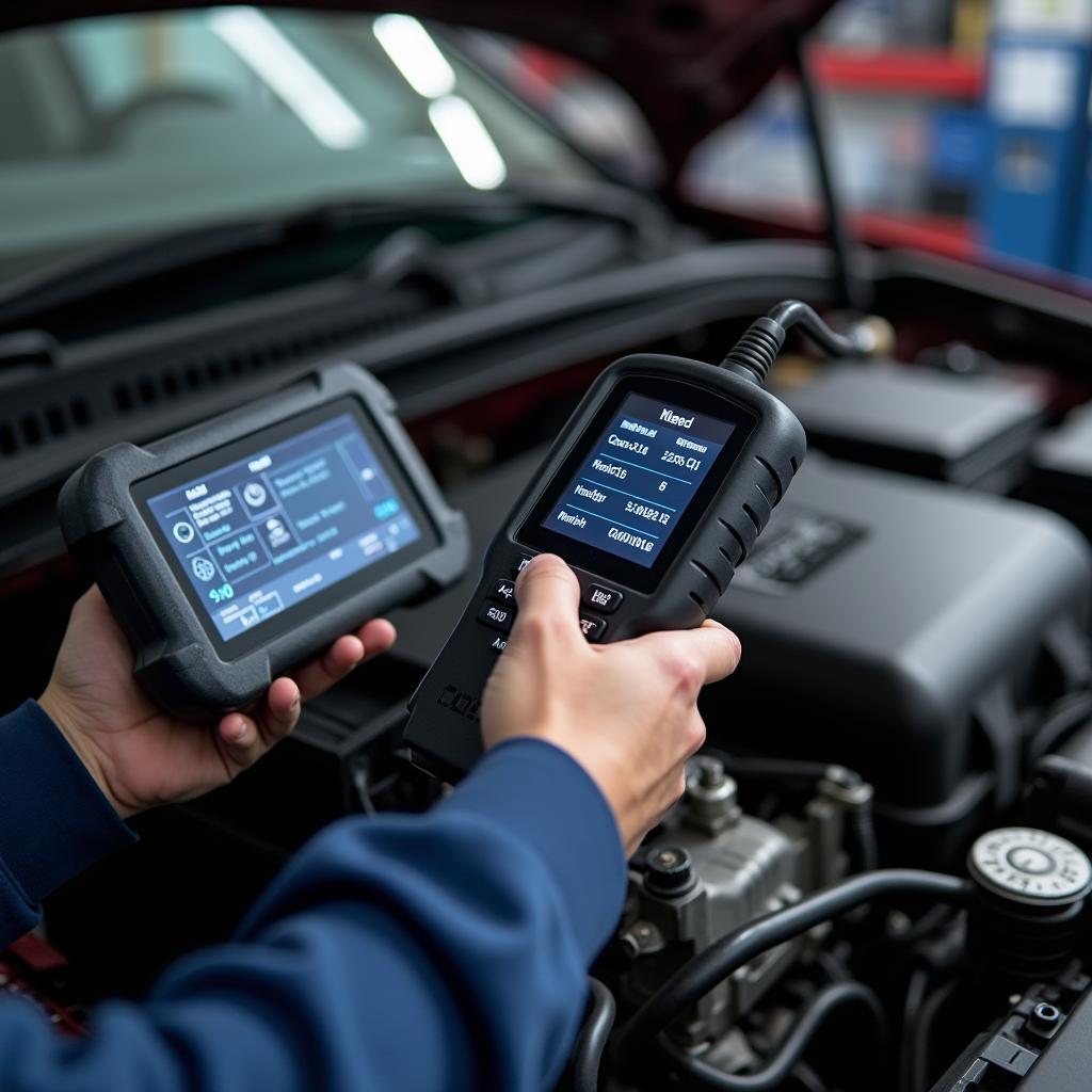 Gasklare Diagnose am Fahrzeug mit moderner Diagnosetechnik.