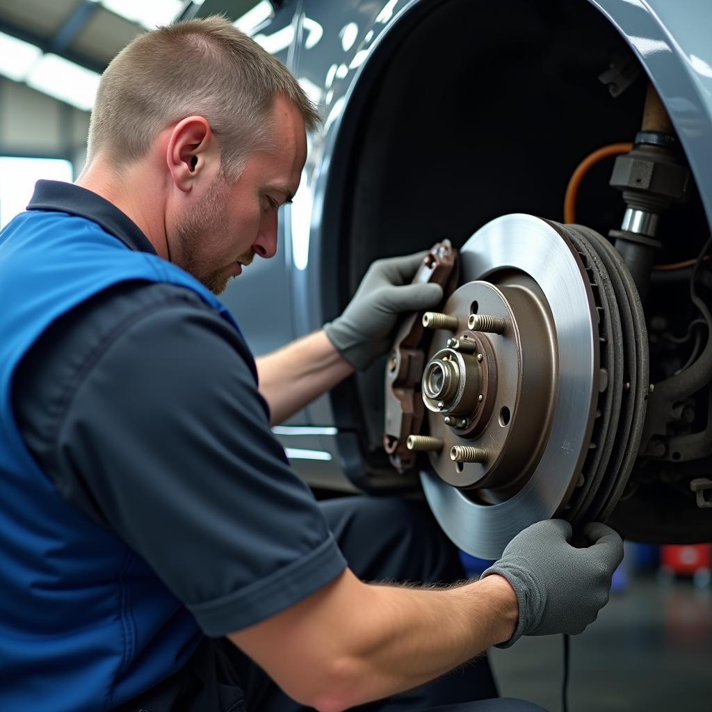 Werkstatt für die Reparatur der Handbremse