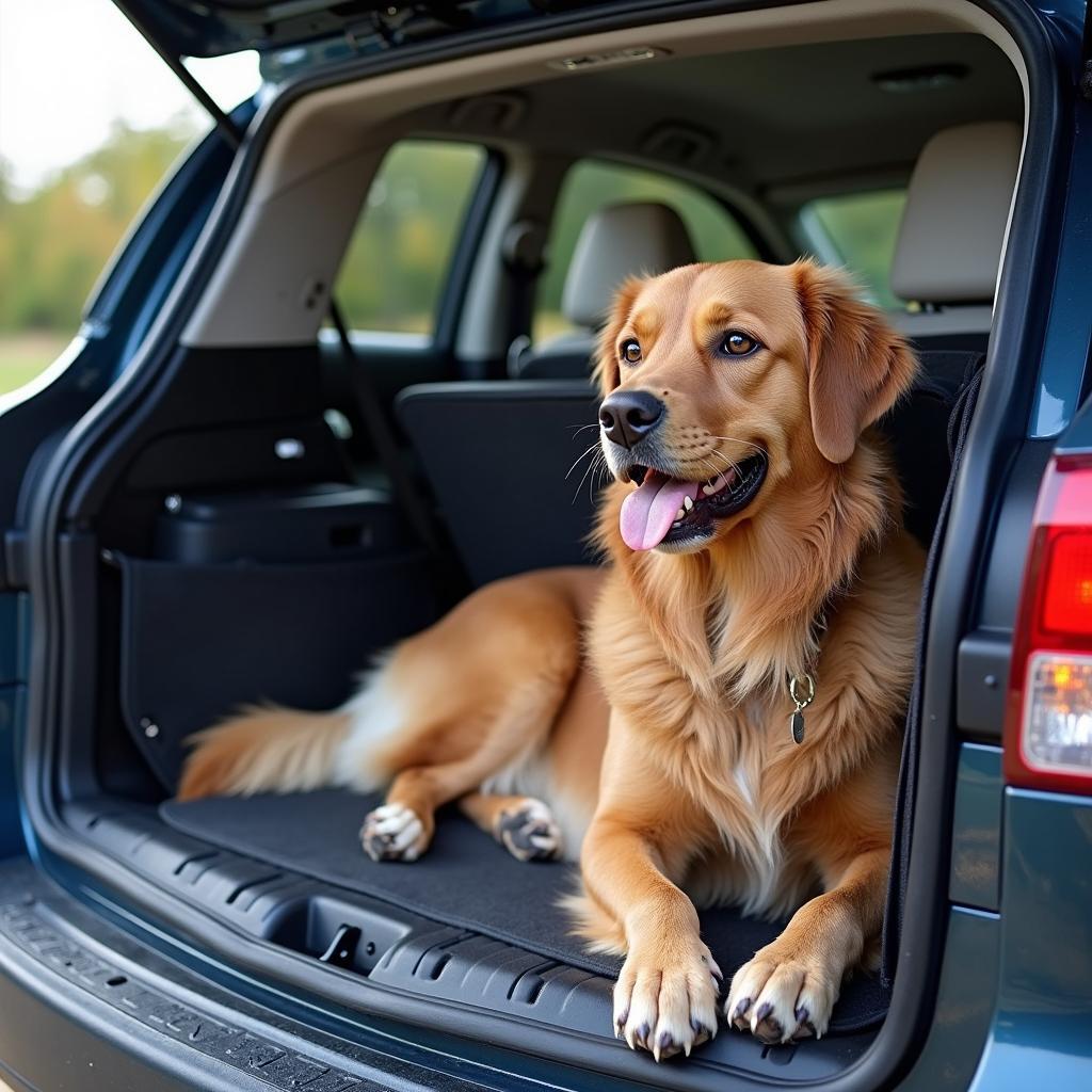 Hund im Auto mit Fressnapf Hundegitter