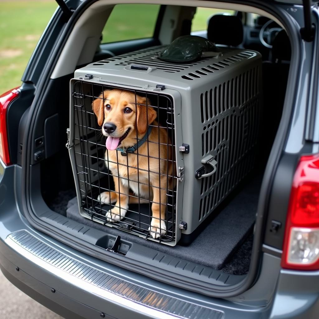 Sichere Installation einer Hundebox im Kofferraum eines Autos