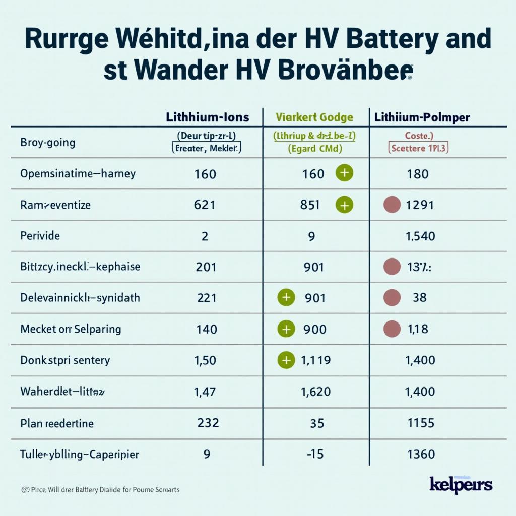 Vergleich verschiedener HV-Batterie-Typen