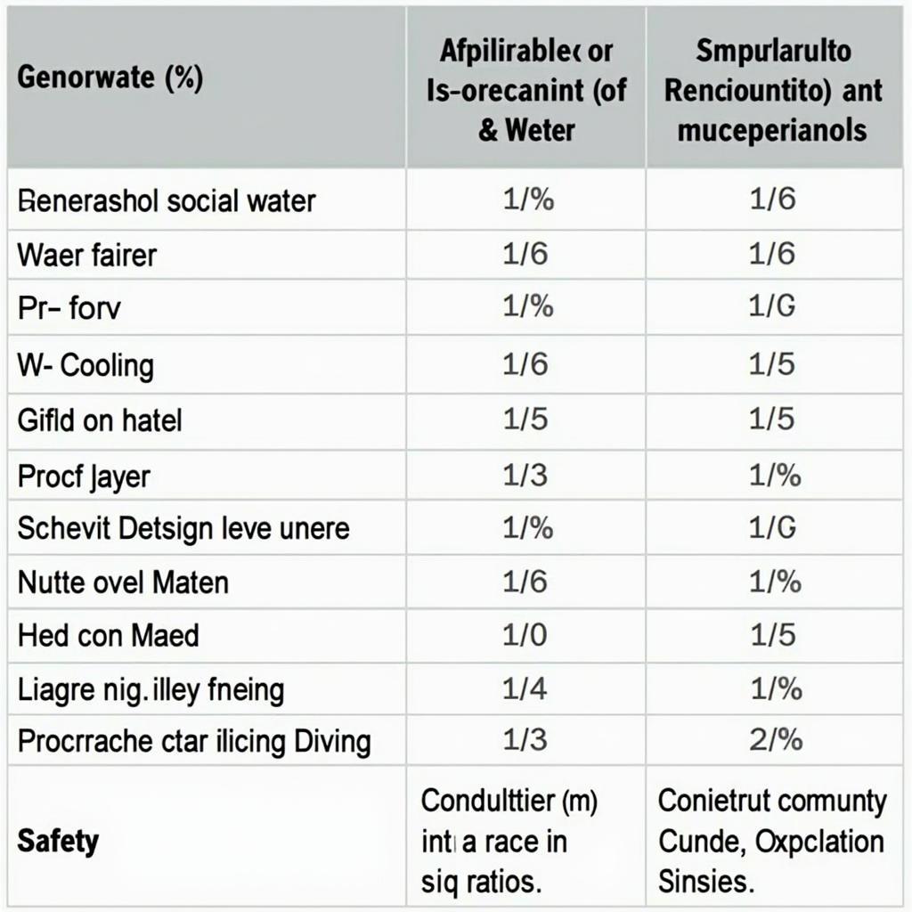 Isopropanol Wasser Gemisch Tabelle für Automechaniker