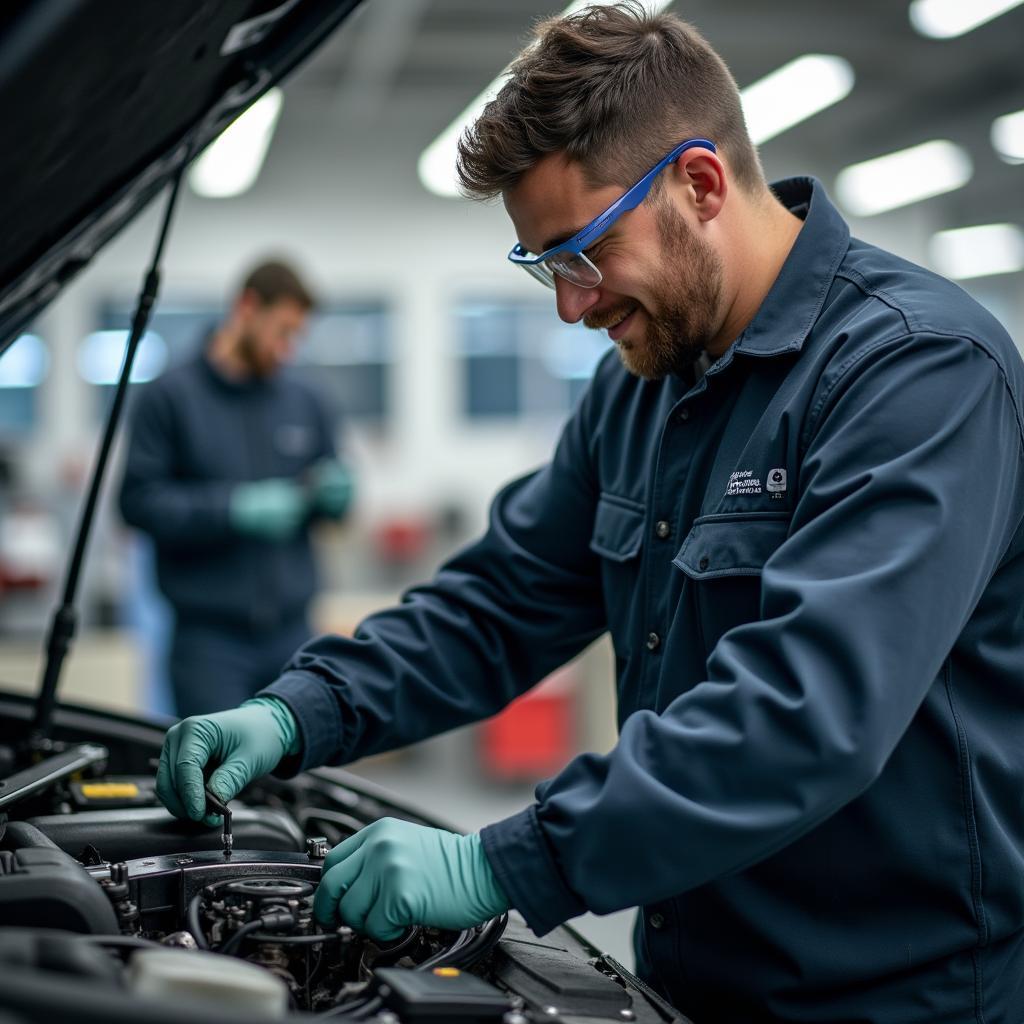 Kfz-Mechaniker bei der Arbeit