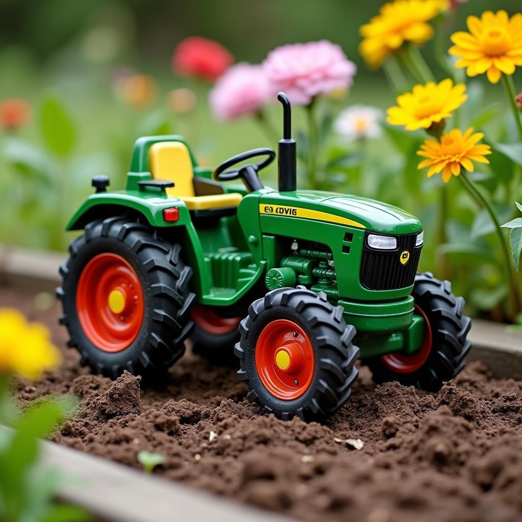 Kleintraktor bei der Gartenarbeit