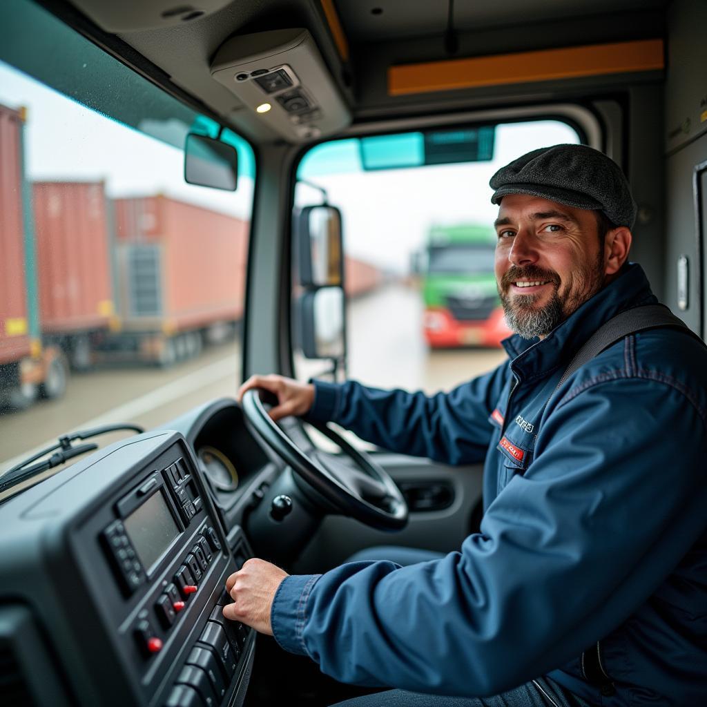 Lkw Fahrer in Niedersachsen bei einer Weiterbildung zur Ladungssicherung