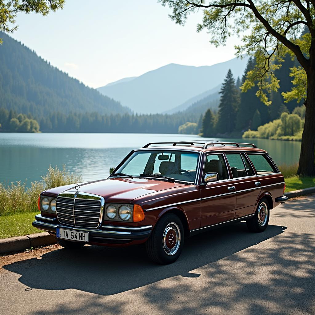 Mercedes Oldtimer Kombi am See