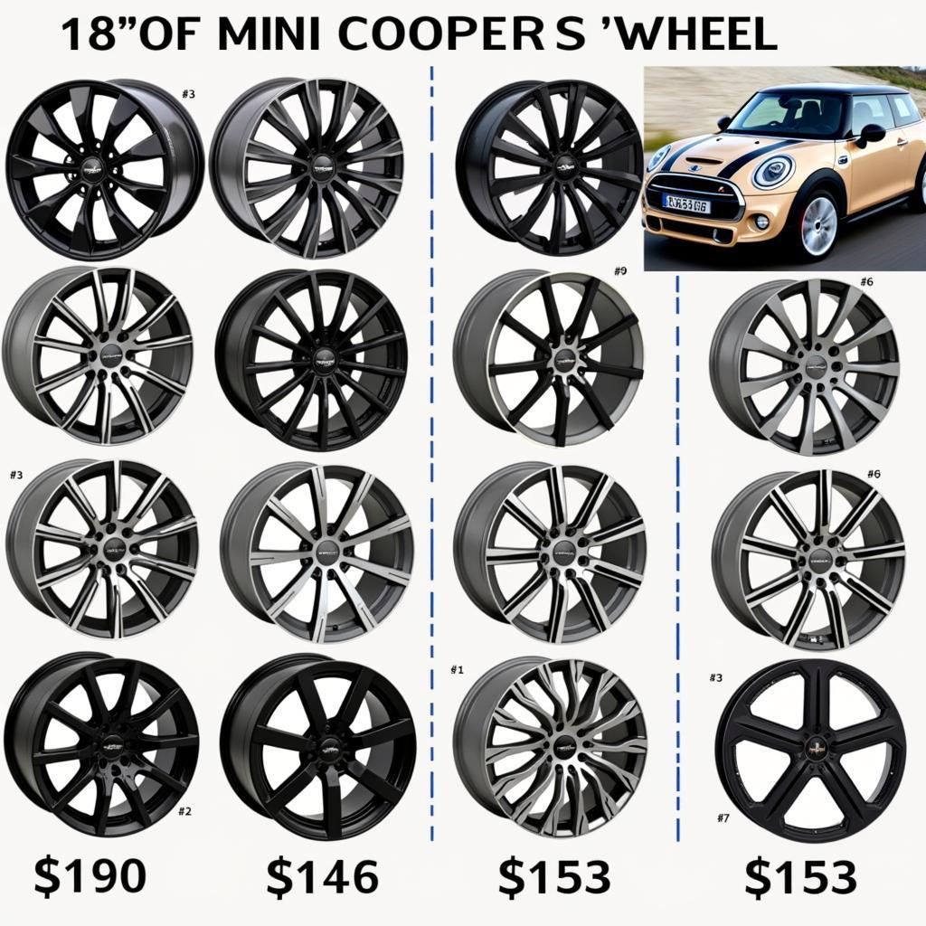 Verschiedene Designs von 18 Zoll Felgen für den Mini Cooper S