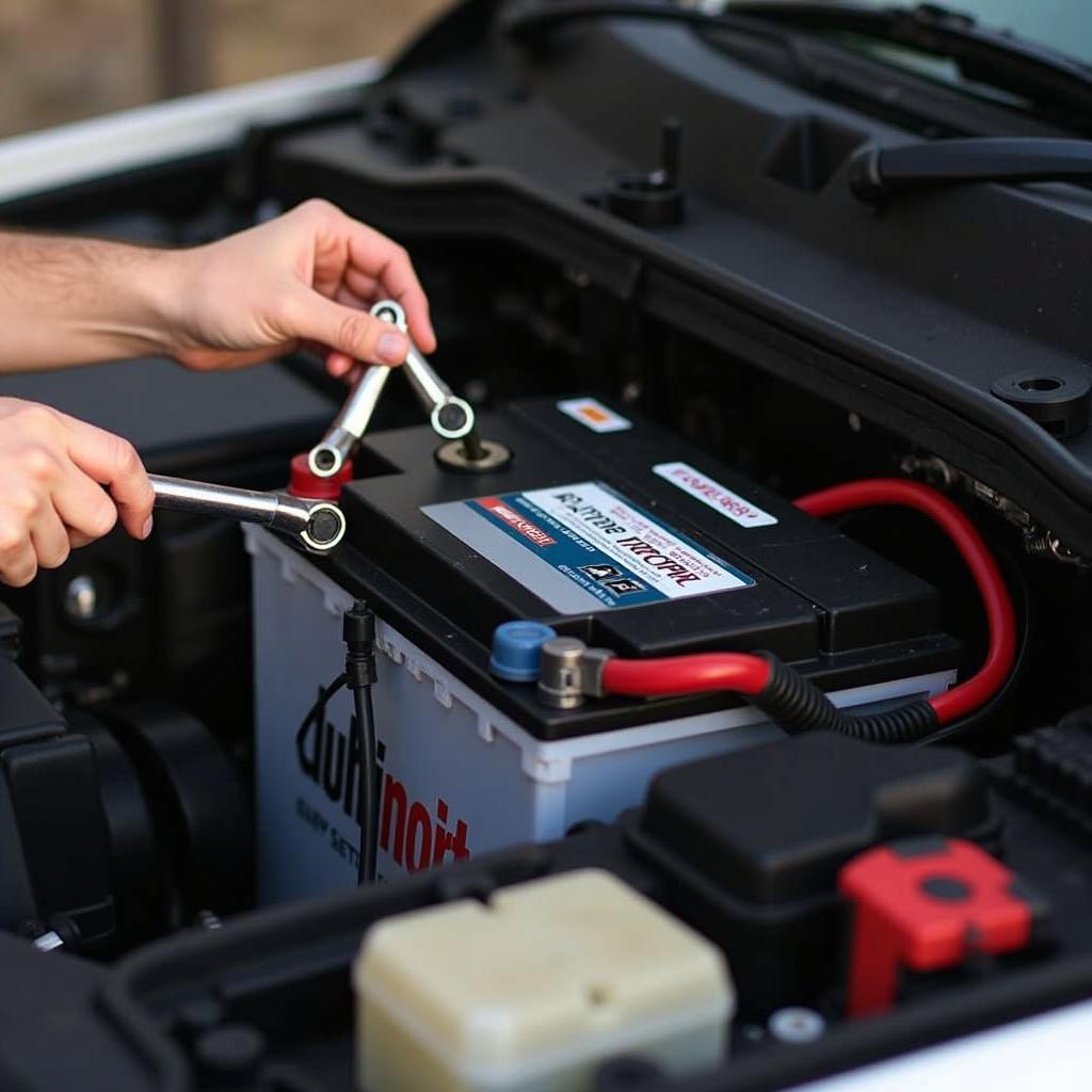 Einbau einer Autobatterie