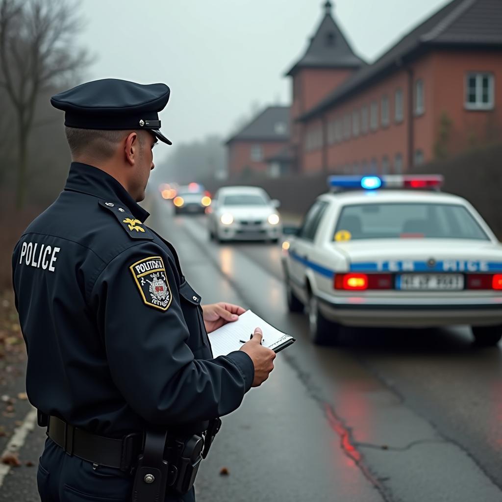 Polizei sichert Unfallort in Dachau