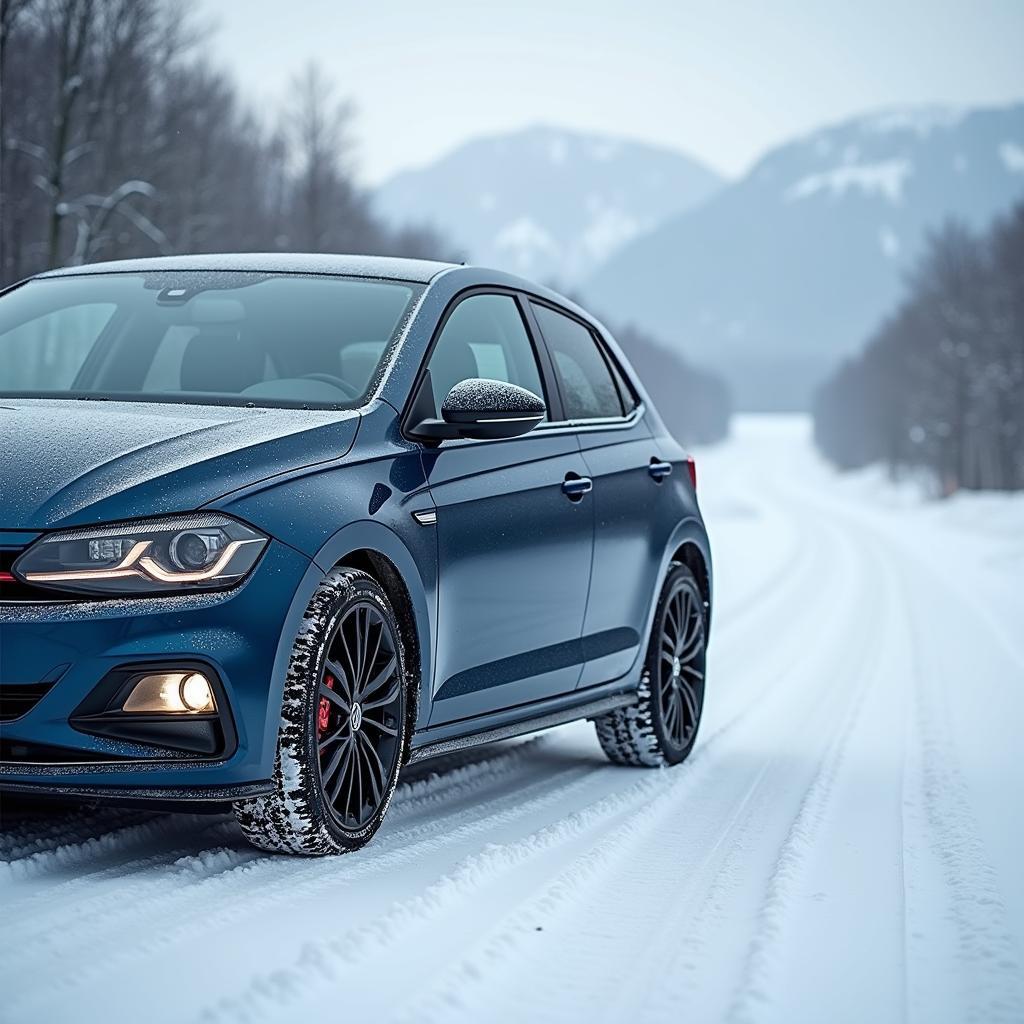 Montierte Winterreifen am Polo GTI